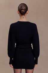 Xaden Wool Mix Knit Mini Dress - Black