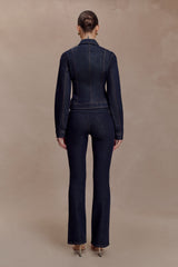 Cierra Cinched Jacket Top - Washed Indigo Blue