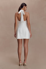 Nelly Halter Neck Cotton Mini Dress - White
