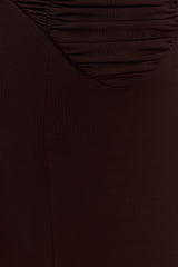 Willa Gathered Mesh Midi Dress - Chocolate