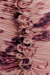 Alessandra Slinky Ruffle Maxi Dress - Pink Blurred Floral Print