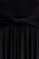 Zelda Asymmetric Slinky Midi Dress - Black