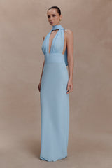 Nadine Halter Chiffon Maxi Dress - Blue