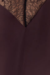 Regina Halter Lace And Satin Mini Dress - Chocolate