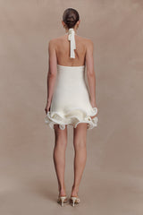 Willowmena Halter Neckline Mini Dress With Tubed Hem - White
