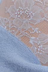Lucy Lace And Knit Halter Top - Cornflower Blue