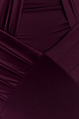 Indira Gathered Slinky Halter Maxi Dress - Mahogany