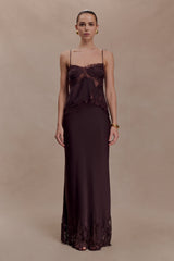 Nina Satin And Lace Camisole - Chocolate