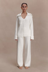 Bianka V Neck Knit Jumper - Off White