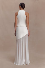 Portia Scuba Sleeveless Top - White