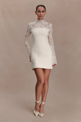 Aurelie Long Sleeve Lace Mini Dress - Ivory