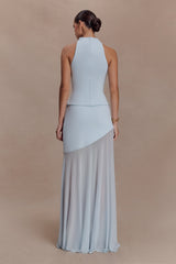 Portia Scuba Sleeveless Top - Pale Blue