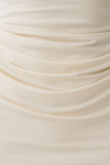 Vina Gathered Jersey Midi Dress - Ivory