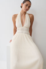 Thien Cowl Halter Midi Dress - Ivory