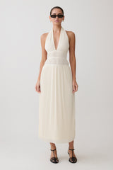 Thien Cowl Halter Midi Dress - Ivory