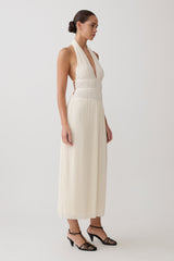 Thien Cowl Halter Midi Dress - Ivory