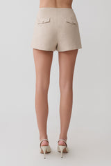 Solenne Suiting Shorts - Natural Marle