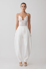 Jasper Sheer Plunge Lace Bodysuit - Ivory
