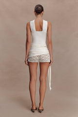 Liora Crochet Shorts With Knit Overlay - Ivory