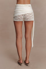 Liora Crochet Shorts With Knit Overlay - Ivory