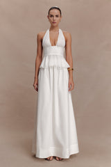River Gathered Maxi Skirt - White