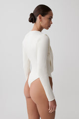 Ren Cowl Long Sleeve Slinky Bodysuit - Ivory