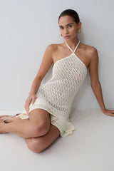 Carrisa Crochet Knit Mini Dress - White