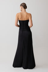 Serena Strapless Taffeta Maxi Dress - Black