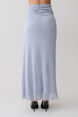 Adrienne Lurex Knot Maxi Skirt - Pastel Blue