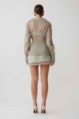 Frankie Organza Cross Over Shirt - Smoke