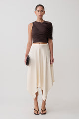 Adrienne One Shoulder Slinky Top - Chocolate