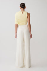 Adrienne One Shoulder Slinky Top - Lemon