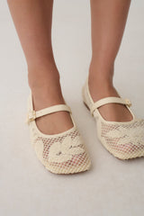 Brighton Lace Applique Flats - Ivory