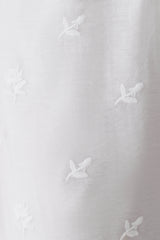 Vivian Tie Waist Embroidered Pant - White