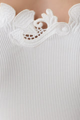 Vianna Broderie Ribbed Tank Top - Ivory