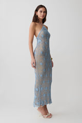 Sam Halter Hand Crochet Maxi Dress - Periwinkle