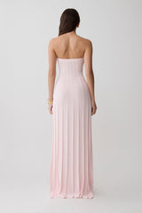 Pia Ribbed Strapless Maxi Dress - Baby Pink