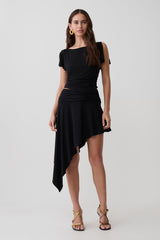 Talise Modal Flounce Short Sleeve Top - Black