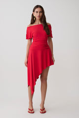 Talise Modal Flounce Short Sleeve Top - Red