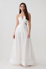 Fiona Linen Halter Maxi Dress - White