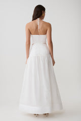 Fiona Linen Halter Maxi Dress - White