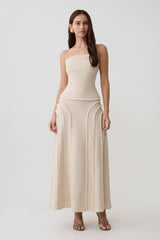 Annie Strapless Tie Back Linen Top - Natural