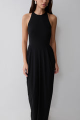 Bahari Low Back Halter Maxi Dress - Black
