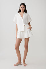 Piper Linen Flare Shorts - White