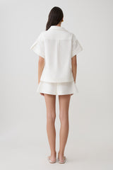 Piper Linen Flare Shorts - White