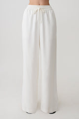 Selena Linen Straight Leg Pant - White