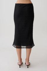Lilah Devore Midi Skirt - Black