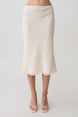 Lilah Devore Midi Skirt - Ivory