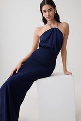 Elina Satin Necklace Maxi Dress - Navy
