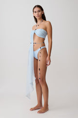 Kai Beaded Draped Scarf Top - Pale Blue